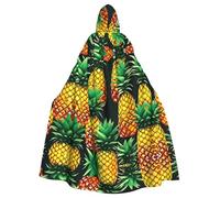 Viiuhvjbj Tropical Fruit Pineapples Print Unisex Hooded Cloak Cape Adult Halloween Christmas Cosplay For Witch & Wizard Party