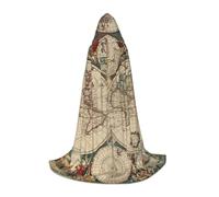 VIIUHVJBJ World Map Retro Print Hooded Cape For Teens - Cloak For Halloween Cosplayâ€‹ Carnival Theme Party Costume
