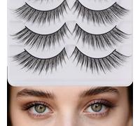 viiviiRose'e Faux Eyelashes, Black Superfine Cotton Band, Soft Cat Eye, 5 Pairs with Portable Boxes,White (FF7)