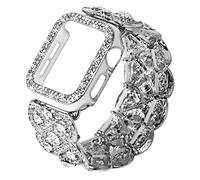 VIIVY VIYIV Bling Band with Case Compatible with Apple Watch Band 38mm 40mm 41mm 42mm 44mm 45mm for Women, Luxury Dressy Metal Strap with Diamond Rhinestone Bracelet Wristband for iWatch SE Series 7