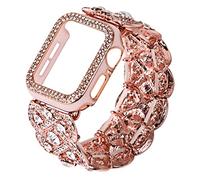 VIIVY VIYIV Bling Band with Case Compatible with Apple Watch Band 38mm 40mm 41mm 42mm 44mm 45mm for Women, Luxury Dressy Metal Strap with Diamond Rhinestone Bracelet Wristband for iWatch SE Series 7