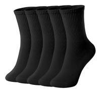 Vijamiy Women's Cotton Ribbed Crew Socks Soft Breathable UK 3-8 | Retro stripe ribbed crew socks with vertical knit texture, stay up fit and sport casual style for everyday training school