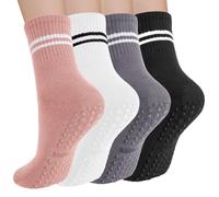Vijamiy Women's Cotton Ribbed Crew Socks Soft Breathable UK 3-8 | Retro stripe ribbed crew socks with vertical knit texture, stay up fit and sport casual style for everyday training school