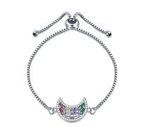 VIJASHOP Link Bracelet for Women Multicolored Cubic Zirconia Tennis Bracelet Adjustable Charm Bracelet Jewelry Christmas Birthday Gifts for Mom Wife, 10.04 inches, Copper, no gemstone