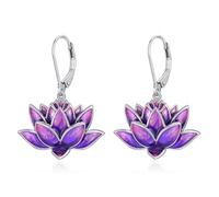 VIJASHOP Lotus/Tulip Enamel Flower Earrings, Lotus Flower/Tulip Dangle Earrings, Gift Jewelry for Women, Copper, No Gemstone