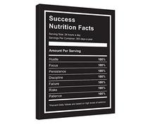 Vijf Arte Success Nutrition Facts Inspirational Canvas Wall Art -Motivational Entrepreneur Quotes Poster Print -Modern Picture Painting Framed for Living Room Office Wall Decor-12" x 16"inch