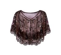 Vijiv Womens Vintage 1920s Evening Capelet Shawl Shrug Inspired Beaded Sequin Gatsby Flapper Bolero Cover Up