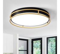 Vikaey Ceiling Lights 16.34 in,Flush Mount Round Modern Led Ceiling Light,Black and Gold Metal LED Lamp for Living Room,Kitchen,Bedroom,Hallway 4000K 36W(Energy Class F)