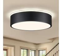 Vikaey Modern Ceiling Lights,LED Black Metals Bedroom Light 4000K,24W Flush Ceiling Lamp for Living Room Kitchen Bathroom Hallway Dining Room Lounge,11.8 in