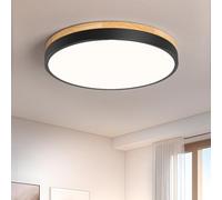 Vikaey Modern Ceiling Lights, LED Black Wood Bedroom Light 4000K, 24W Flush Ceiling Lamp for Living Room Kitchen Bathroom Hallway Dining Room Lounge, 11.81in