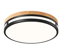 Vikaey Modern Ceiling Lights, LED Black Wood Bedroom Light 4000K, 24W Flush Ceiling Lamp for Living Room Kitchen Bathroom Hallway Dining Room Lounge,11.81in