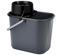 Vikan 16L Professional Grey Mop Bucket with Black Colour-Coded Wringer, Durable Plastic Cleaning Pail, Hygienic Heavy-Duty Complete Set for Commercial & Industrial Use