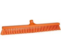 Vikan 31947 Double Bristle Broom, 610 mm | Soft/Hard Bristles | Hygienic Floor Brush for Wet & Dry Cleaning | Orange