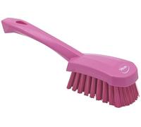 Vikan 41921 Stiff Washing / Scrubbing Hand Brush, Short Handle, 270mm (Pink)