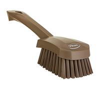 Vikan 419266 Short Handle Scrubbing Brush- Stiff - Brown