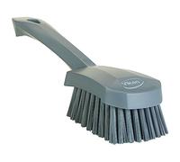 Vikan 419288 Short Handle Scrubbing Brush- Stiff - Gray