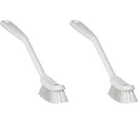 Vikan 42875 Coarse/Fine Sweep Dish Brush, Polypropylene, Polyester Bristle, 11", White (Pack of 2)