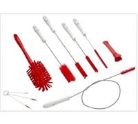 Vikan Brush Kit for Soft Ice Machines, Polyester PBT Bristles, Red, Polypropylene and Stainless Steel Handle, 50x26x10 cm, Medium Stiffness