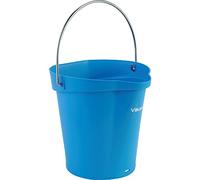 Vikan 56883 Durable Polypropylene Hygiene Bucket/Pail, Stainless Steel Handle, 6 Litres, Blue
