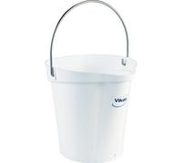 Vikan 56885 Durable Polypropylene Hygiene Bucket/Pail, Stainless Steel Handle, 6 Litres, White