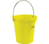 Vikan 56886 Durable Polypropylene Hygiene Bucket/Pail, Stainless Steel Handle, 6 Litres, Yellow