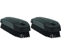 Vikan 64409 Stiff Nail Scrubbing Brush Clean Bathroom Kitchen Upholstery Fabric 13cm x 5cm x 4cm, Black, 6440 (Pack of 2)