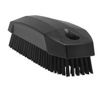 Vikan 64409 Stiff Nail Scrubbing Brush Clean Bathroom Kitchen Upholstery Fabric 13cm x 5cm x 4cm, Black, 6440