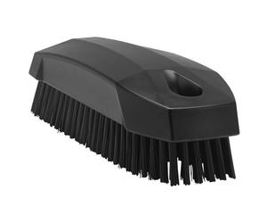 Vikan 64409 Stiff Nail Scrubbing Brush Clean Bathroom Kitchen Upholstery Fabric 13cm x 5cm x 4cm, Black, 6440