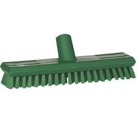 Vikan 70412 10-3/4" Polyester Stiff Bristle Deck Scrub, Green