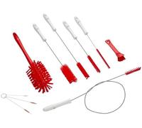 Vikan Brush Kit for Soft Ice Machines, Polyester PBT Bristles, Red, Polypropylene and Stainless Steel Handle, 50x26x10 cm, Medium Stiffness