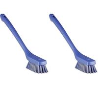Vikan Narrow Cleaning Brush with Long Handle, 420 mm, Hard, Purple (Pack of 2)
