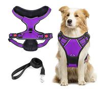 Vikaster No-Pull Dog Harness, Reflective, Large, Purple, Striped, Nylon, Adjustable, Anti-Pull, Safe, Comfortable, Breathable, Soft Padded, Suitable for Large and Medium Dogs