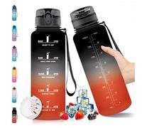 Vikaster Sports Water Bottle, 1.5 Litres, Suitable for Carbonated Drinks, Water Bottle with Time Markings and Filter, Large Sports Bottle for Outdoor, Camping, Gym, Fitness, Black/Red Colour Gradient