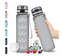 Vikaster Tritan Drinking Bottle 1 Litre BPA-Free Water Bottle 1 Litre Time Marking and Filter Suitable for Children Sports Bicycle Camping Outdoor