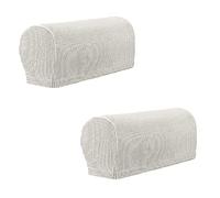VIKAUL Armrest Covers Stretch Slipcovers Set of 2 Anti-Slip Arm Caps for Chair, Recliner, Sofa - Furniture Protector, Ivory White