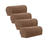 VIKAUL Couch Arm Caps Stretch Armrest Covers Set of 4 Armchair Covers Anti- Slip Furniture Protector Armrest Caps Arm Rest Slipcover for Recliner Sofa Chair - Coffee