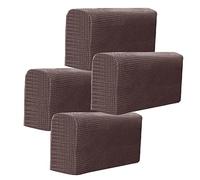 VIKAUL Pack of 4 Armrest Covers Soft Elastic Armchair Slipcovers Non Slip Arm Covers Chair Arm Caps Furniture Protector Sofa Arm Rest Cover for Recliner Couch Chair,Dark Coffee