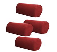 VIKAUL Sofa Furniture Armrest Covers, Set of 4 Armrest Chair Covers Non-Slip Slipcovers Stretch Armchair Protector Washable Chair Arm Covers for Sofa, Armchair, Couch,Wine Red