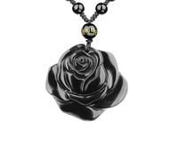 VIKCAUX Black Obsidian Necklace Talisman Amulet Protection Pendant with Adjustable Bead Chain Healing Crystal Stone Necklaces for Men Women, Obsidian, Obsidian