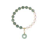 VIKCAUX Healing Crystal Bracelet Gold Wealthy Lucky Pearl Feng Shui Jade Bracelet for Women