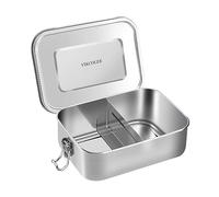 VIKCOLEE Stainless Steel Bento Box, Metal Lunch Food Container, 800ML Bento Lunch Box for Kids or Adults with Lockable Clips to Leak Proof - BPA-Free - Dishwasher Safe
