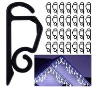 Vikdio 60 Pcs Black Gutter Hooks for Christmas & Halloween Lights, Clips for Fixing Outdoor String Lights on Trees, Windows & Gardens