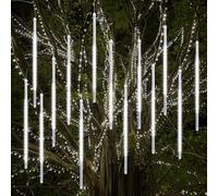 Vikdio Christmas Lights Outdoor, Meteor Shower Lights 16 Spiral Tubes 50cm 864 LEDs 5.25m Lit Length, Waterproof Snowfall Icicle Lights for Outdoor Xmas Decoration Party Tree Window (White)