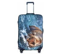 Vikeiac Bear Hunting Fish On Alaska Suitcase Cover Travel Luggage Protector Cover Fits 18-32 Inch Suitcase