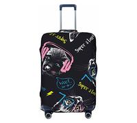 Vikeiac Highly Elastic Spandex Suitcase Cover Luggage Cover Protector Large Fits 25 to 28 Inch Cats & Labradors Listen to Music Prints