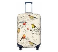 Vikeiac Highly Elastic Spandex Suitcase Cover Luggage Cover Protector Large Fits 25 to 28 Inch Spring Cute Birds Grey Prints