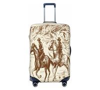 Vikeiac Highly Elastic Spandex Suitcase Cover Luggage Cover Protector Small Fits 18 to 21 Inch Two Wild West Cowboys in The Desert Prints
