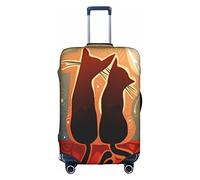 Vikeiac Travel Luggage Cover Couple of Cats in The Moonlight Cartoon Suitcase Cover for 18-32 Inch
