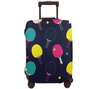 Vikeiac Travel Suitcase Protector Cover Colorful Ping Pong Balls and Paddles Washable Dustproof Anti-Scratch Elastic Suitcase Protector Fits 18-32 Inch Luggage X-Large
