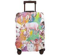 Vikeiac Travel Suitcase Protector Cover Cute Pink Pig Washable Dustproof Anti-Scratch Elastic Suitcase Protector Fits 18-32 Inch Luggage Small